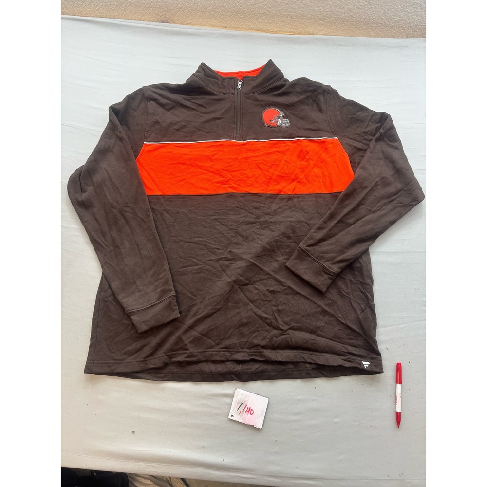 Fanatics Cleveland Browns Quarter Zip Pullover Brown Orange Mens 4XL NFL Jacket